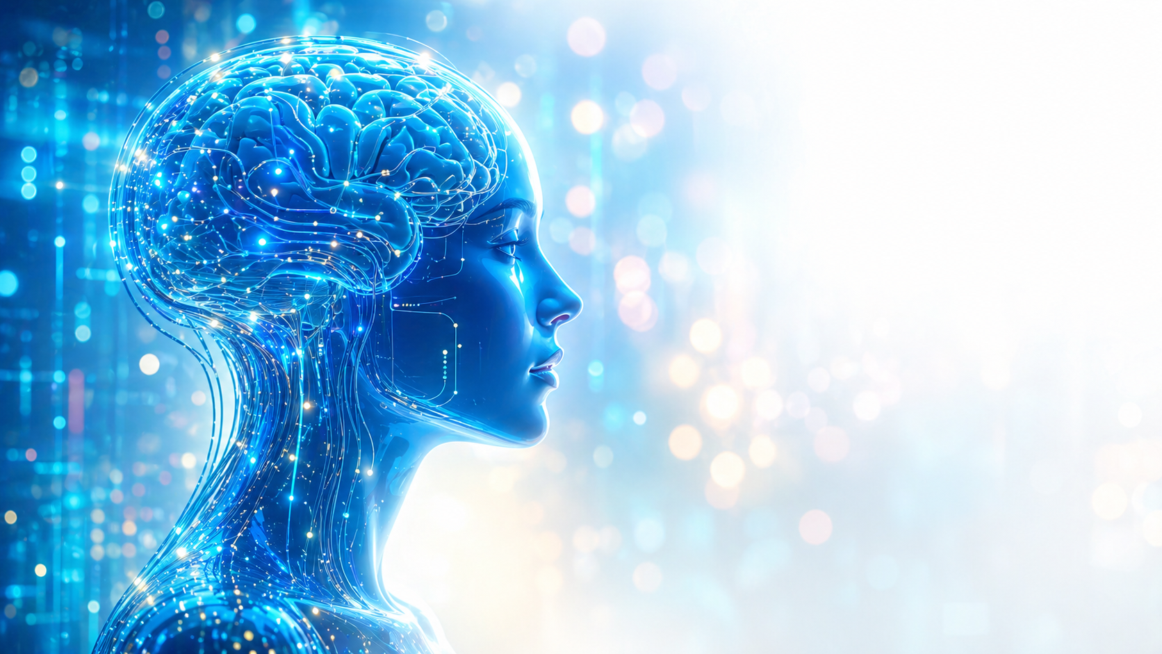 Futuristic AI brain profile